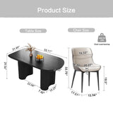 HOTICKME Dining Table Set of 7, 55.11" L Modern Rectangular Dining Table with 6 Chairs for Kitchen, Bar, Dining Room Table Set for 4-6 Person, Indoor Kitchen Table Set, Black HOTICKME