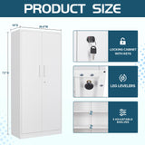 MIIIKO Storage Cabinet with Locking Doors, 72" White Metal 5-Shelf Cabinet, 36" Wide Snaplt Steel Cabinet for Home Office, Pantry, School… MIIIKO