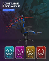 Gaming Chair Office Chair Desk Chair Massage PU Leather Recliner Racing Chair with Headrest Armrest Footrest Rolling Swivel Task PC Ergonomic Computer Chair for Back Support, Blue BestOffice