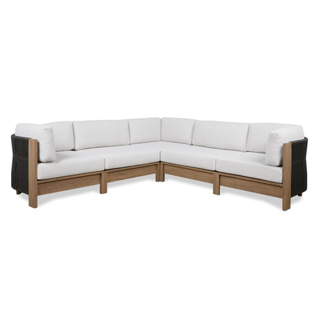 Real Flame Stratton 5 Piece Outdoor Patio Furniture Set, Sunbrella Fabric, Deep Seating Sectional Couch, Modular, Aluminum Frame, for Lawn and Backyard Real Flame