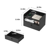 Black Floating Nightstand Set of 2 with Charging Station and Storage Drawer Wall Mounted Bedside End Table Wood Modern Night Stand for Bedroom Nightstands Set 2 Black HOSEOKA