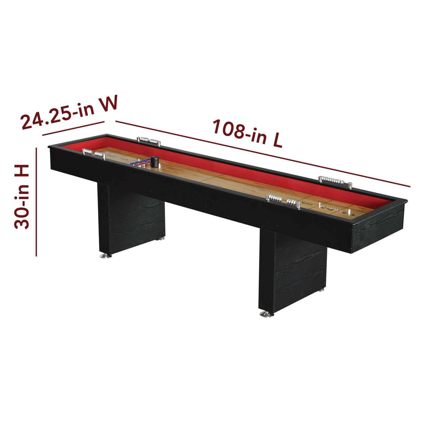 Hathaway BG1203 Avenger 9-Foot Avenger Shuffleboard for Family Game Rooms with Padded Gutters, Leg Levelers, 8 Pucks and Wax, Black - WoodArtSupply