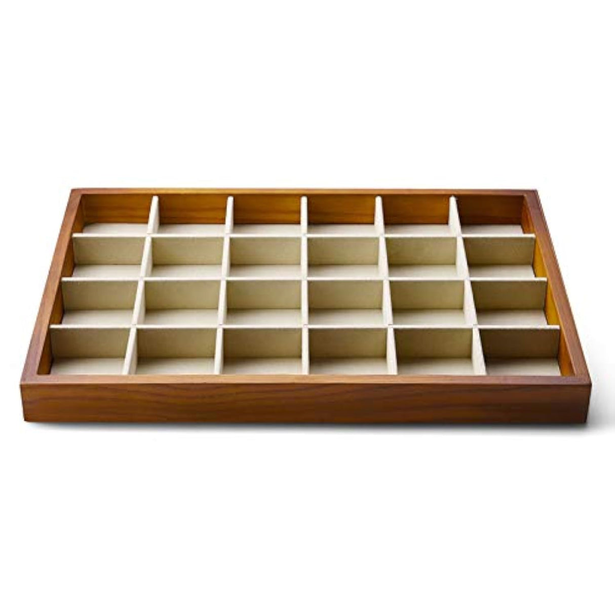Oirlv 24 Grid Wood Jewelry Tray Microfiber Interior Jewelry Drawer Organizer Showcase Display Box Ring Earrings Holder Oirlv
