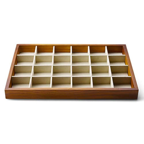 Oirlv 24 Grid Wood Jewelry Tray Microfiber Interior Jewelry Drawer Organizer Showcase Display Box Ring Earrings Holder Oirlv