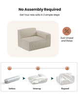 AMADA 142" Sectional Couch with L-Shape Chaise,Corduroy Cloud Couches with Deep Seats &High-Back,Upholstered Couches for Living Room Bedroom with Ottoman,No Assembly Required（4-seater&2 Ottoman，Beige） AMADA HOMEFURNISHING