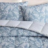 Eddie Bauer - King Comforter Set, Soft Reversible Bedding with Matching Shams, Wildflower Inspired Luxurious Bedding Set with Stripe Reverse (Fern Garden Blue, King) Eddie Bauer