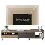 GlimBiz Extendable TV Stand, Mid Century Modern TV Stand for 55/60/65 inch TV, Farmhouse TV Stand, Entertainment Center with Storage, TV and Media Consol for Living Room GlimBiz