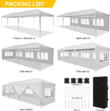 COBIZI Canopy 10x30 Pop Up Canopy Tent with 8 Sidewalls Party Tents for Parties Wedding Backyard Waterproof Outdoor Commercial Event Tent with Stakes, Ropes, Sandbags, White COBIZI