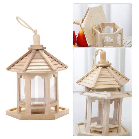 Bird Feeder,Gazebo Bird Feeder Bird House Wooden Bird House for Outside Indoors Hanging (Assorted Color) Pssopp