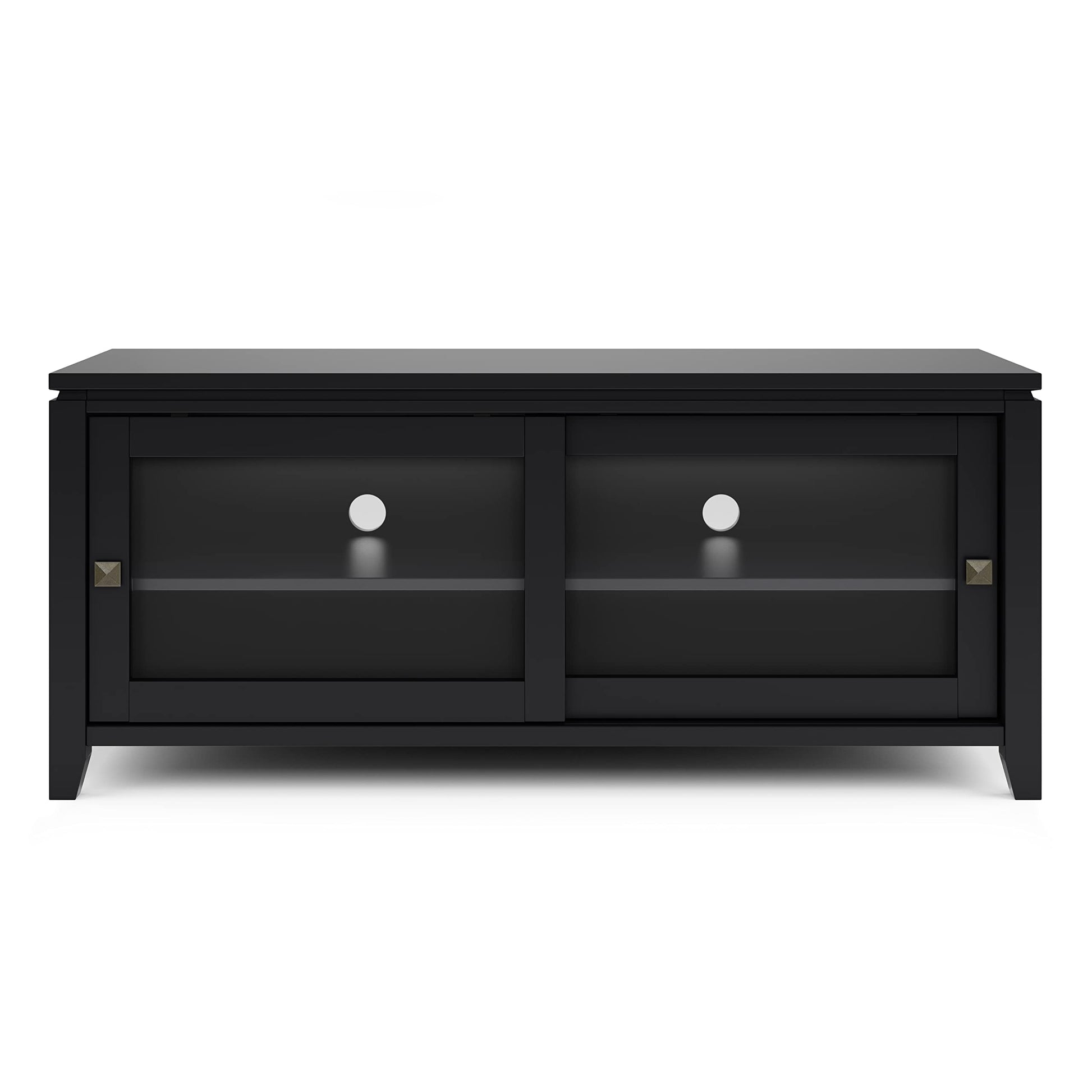 SIMPLIHOME Cosmopolitan SOLID WOOD 48 Inch Wide Contemporary TV Media Stand in Black for TVs up to 55 Inch, For the Living Room and Entertainment Center - WoodArtSupply