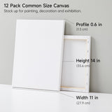 Shuttle Art Stretched Canvas, 12 Pack 11 x 14 Inch Canvases for Painting, 100% Cotton, Primed White, Premium Painting Canvas for Beginners and Artists for Acrylic, Oil, Acrylic Pouring Painting Shuttle Art