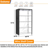 Dalema Waterproof Shelf Cover,600D Heavy Duty Dustproof Storage Wire Rack Covers,Outdoor Shelving Covers for Wire Shelves with Zipper 48''x18''x72'',Black,Cover Only Dalema