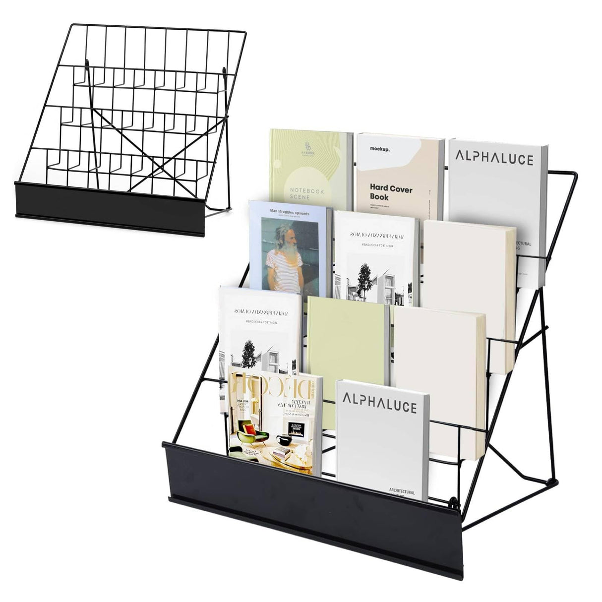 4-Tier Tabletop Book Display Rack, Magazine and CD Holder, 16.14 x 17.95 x 17.24 inches HBUYGF
