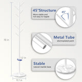 Heavy Duty Coat Rack with Natural Marble Base, Freestanding Metal Coat Stand with 8 Hooks, Modern Stable Coat Hanger Tree for Bags, Jacket, Clothes, and Hats, White Metal Durmmur