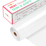 HTVRONT Heat Transfer Vinyl White Iron on Vinyl-12 x 60FT White HTV Vinyl Roll Easy to Cut & Weed for Heat Vinyl Design (White) HTVRONT