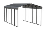 Arrow Carports Galvanized Steel Carport, Full-Size Metal Carport Kit, 12' x 24' x 9', Charcoal Arrow Shed
