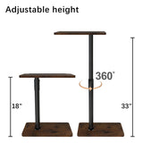 YUHFERA Sofa Armrest Tray Table for Couch - 360° Swivel Height Adjustable End for Small Spaces, Snack Side Table for Bed or Chair with Phone & Tablet Slot (Rustic,Standard) YUHFERA