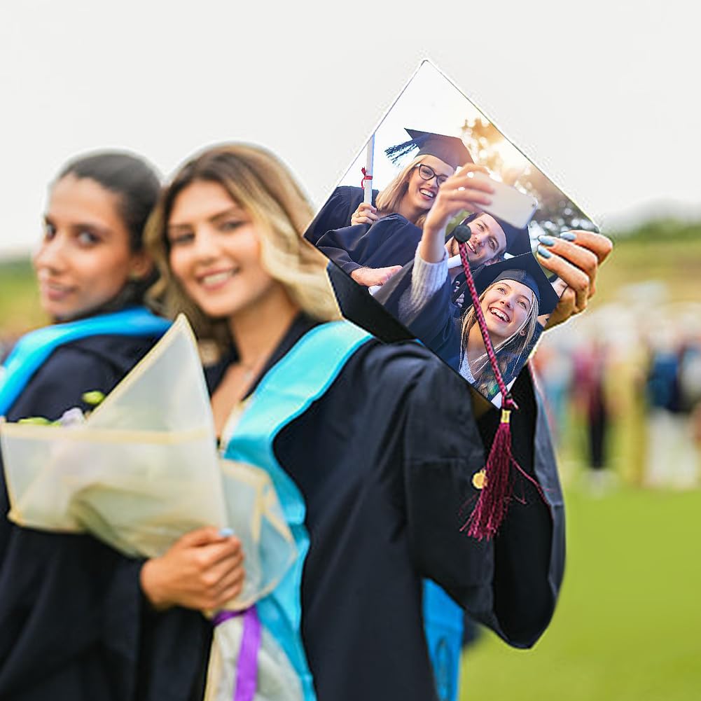 PLIGREAT 3 Pcs Sublimation Blank Graduation Cap Topper, Blank White Graduation Grad Cap Topper, Grad Cap Decorations Graduation Accessories, Printable with Inkjet or Printers PLIGREAT