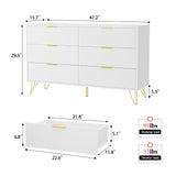 LYNSOM Dresser for Bedroom, Modern 6 Drawer White Dresser with Metal Handles and Wide Drawer, Wood Chest of Drawers for Living Room LYNSOM