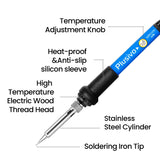 Soldering Iron Kit Electronics, Soldering Iron 60W Adjustable Temperature, Solder Wire, Wire Stripper, Desoldering Pump, Tweezers, Solder Tips, Mini Stand, Screwdrivers, Heatshrink Tubes from Plusivo Plusivo