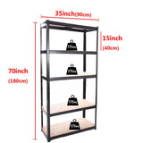 Panana 5 Tier Racking Shelf Garage 70.8x35.4x15.7 inch Shelving Storage Shelves Unit 1.8M Higher Utility Rack Shelf Organizer for Workshop/Commercial/Industrial/Kitchen (Black, 180X90X40CM) Panana
