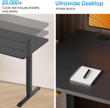 BLKMTY Electric Standing Desk Adjustable Height Computer Desk 24"x55" Home Office Desk Ergonomic Raising Desk Sit Stand Desk with Headphone Hook 20db Noiseless Lifting Desk for Adult, Black BLKMTY