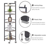 BON AUGURE Industrial Chic 5-Tier Dark Grey Oak Corner Bookshelf BON AUGURE