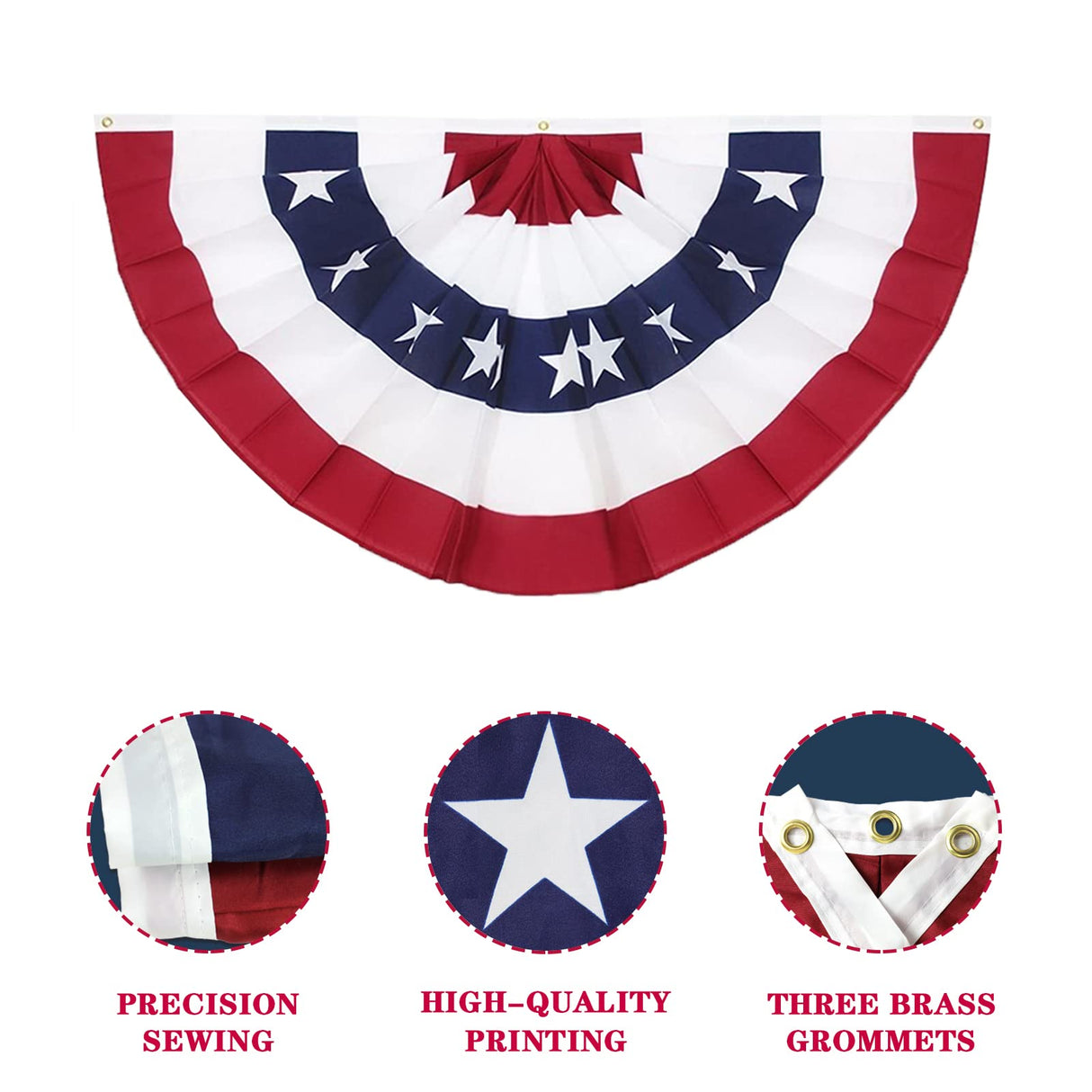 3 x 6 Ft American Pleated Fan Flag, USA Patriotic Half Fan Bunting Flag, 4th of July Decorations Flags (Set of 4) GoosWexmzl
