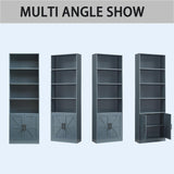 RWYHG 70in Tall Bookshelf 6 Tier Bookcase with Barn Doors and Adjustable Shelf, Blue Farmhouse Book Shelves with Storage Cabinet, Wood Floor Standing Display Bookshelve for Bedroom,Living Room,Kitchen RWYHG