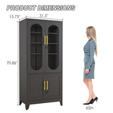 winiowa Metal Storage Cabinet with Adjustable Shelves，Garage Cabinet with 4 Lockable Doors, 71" Tall Kitchen Pantry Cabinets，Steel Locking Cabinets for Kitchen, Garage, Office,Living Room-Black winiowa