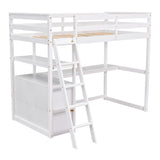 Merax Twin Loft Bed, Twin Size Loft Bed with Desk, Wood Loft Bed Frame with Shelves and 2 Built-in Drawers, No Box Spring Need, White Visit the Merax Store