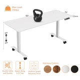 KORGOL Electric Standing Desk 63 x 24 Inches Adjustable Height Sit Stand Up Desk for Home Office Computer Desk Memory Preset with Wheels, White KORGOL