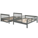 Harper & Bright Designs Full Over Full Bunk Bed with Stairs and Trundle, Wooden Bunk Bed Frame with Storage, for Kids Teens Adults - Gray Harper & Bright Designs