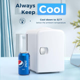 Antarctic Star Compact Refrigerator, Portable Mini Fridge, Skin Care 4L Capacity/6 Cans, for Bedroom, Car, Office & Dorm, Small Cooler for Cosmetics, Beverage and Food, White Antarctic Star