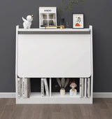 Wall-Mounted Folding Desk with Storage Shelf - Space-Saving Wooden Design in White Pmnianhua