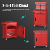 Goplus Tool Chest, 5 Drawers Rolling Tool Cabinet with Detachable Top Toolbox, Universal Lockable Wheels, Lock Bar, Protective Liner & Tool Rack, Metal Tool Storage Cart, Tool Box for Garage Workshop Goplus