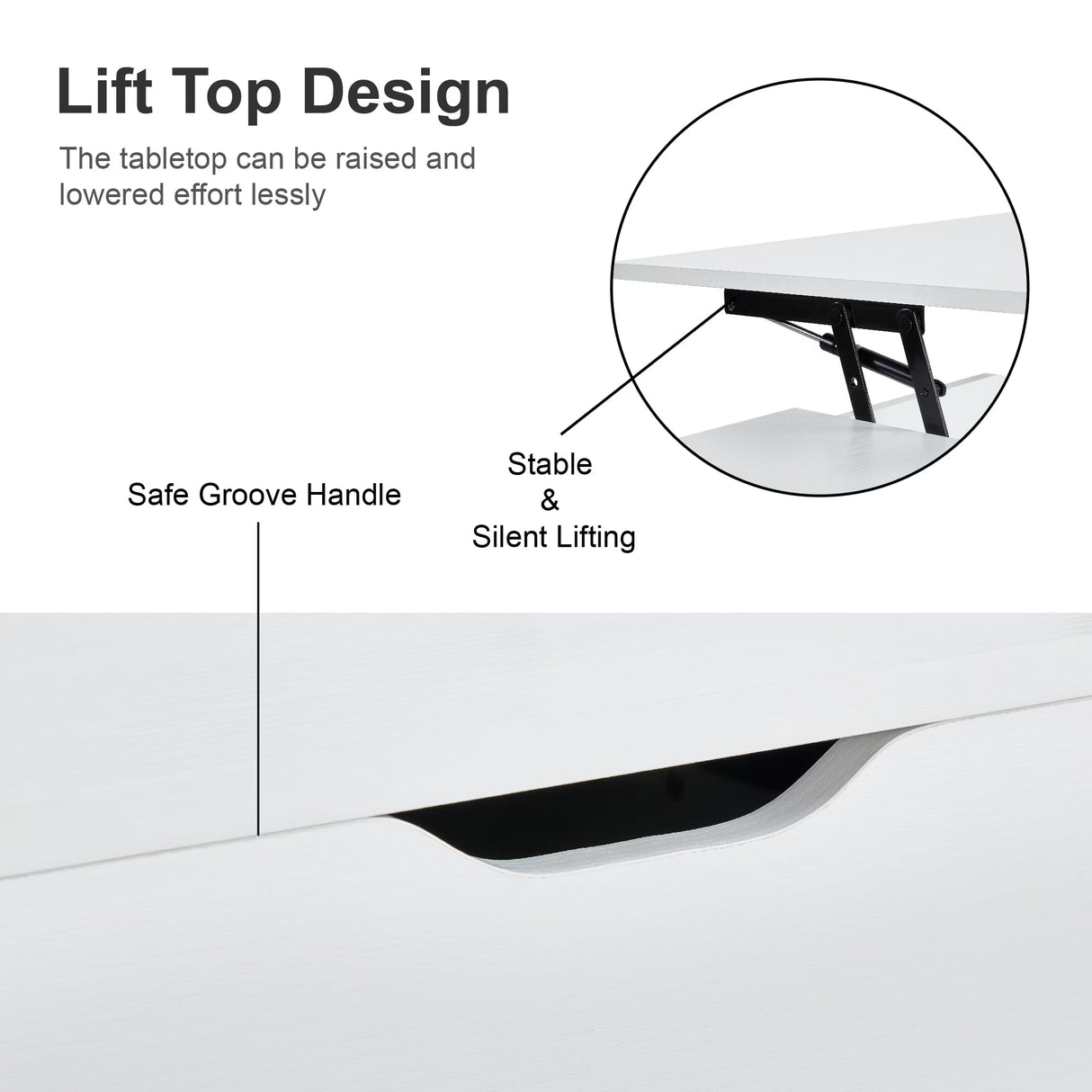 Softa Coffee Tables for Living Room, Wood Lift Top Coffee Table with Storage Shelf and Hidden Compartment, Dining Center Pop-up Table for Home, Office(White) Softa