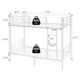 QUJEON Bunk Bed,Twin Over Twin Bunk Beds for Kids Teens Adults,Heavy Duty Metal Slats Bed Frame with Ladders and Guardrail,400 lbs Capacity,No Spring Box Required,White QUJEON