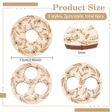 BENECREAT 6 Pcs 3 Styles Wooden Wick Centering Tool, 2.95 Inch Engraved Patterned Wick Holder, 1-Hole 2-Hole 3-Hole Candle Wick Stabilizer for Candle Making DIY BENECREAT