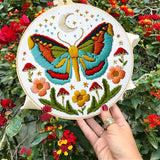 INFUNLY 4 Sets DIY Insect Pattern Embroidery Kits for Starter 11.8"×11.8" Flowers Plants Embroidery Hoop kit Handmade Bees Embroidery Kits Moth Needlepoint Kit with Instruction for Adults Beginners