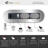 Weilianda Home Theater Seating Top Grain Leather Zero Gravity Recliner Chair Power Headrest Recline Movie Seat Gaming 7 Colors Mood Light Sofa with Tray Table USB Charge Row of 1 Red Weilianda