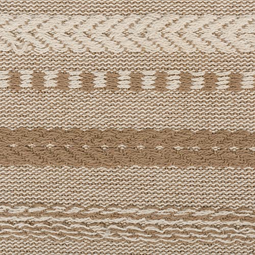DII Farmhouse Braided Stripe Table Runner Collection, 15x72 (15x77, Fringe Included), Stone DII