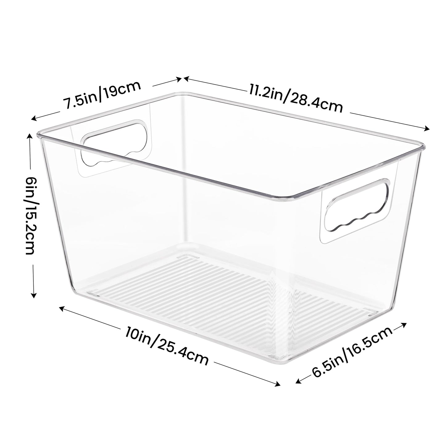 YIHONG 6 Pack Clear Pantry Organizer Bins, Plastic Containers with Handle for Kitchen,Freezer,Cabinet,Closet,Bathroom Under Sink Storage