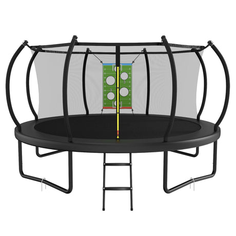 ACWARM HOME Trampoline Outdoor 14FT Trampoline with Safety Net & Rugby Target - Recreational Trampolines for Kids and Adults - Anti-Rust Coated Frame - ASTM Approved - Black ACWARM HOME