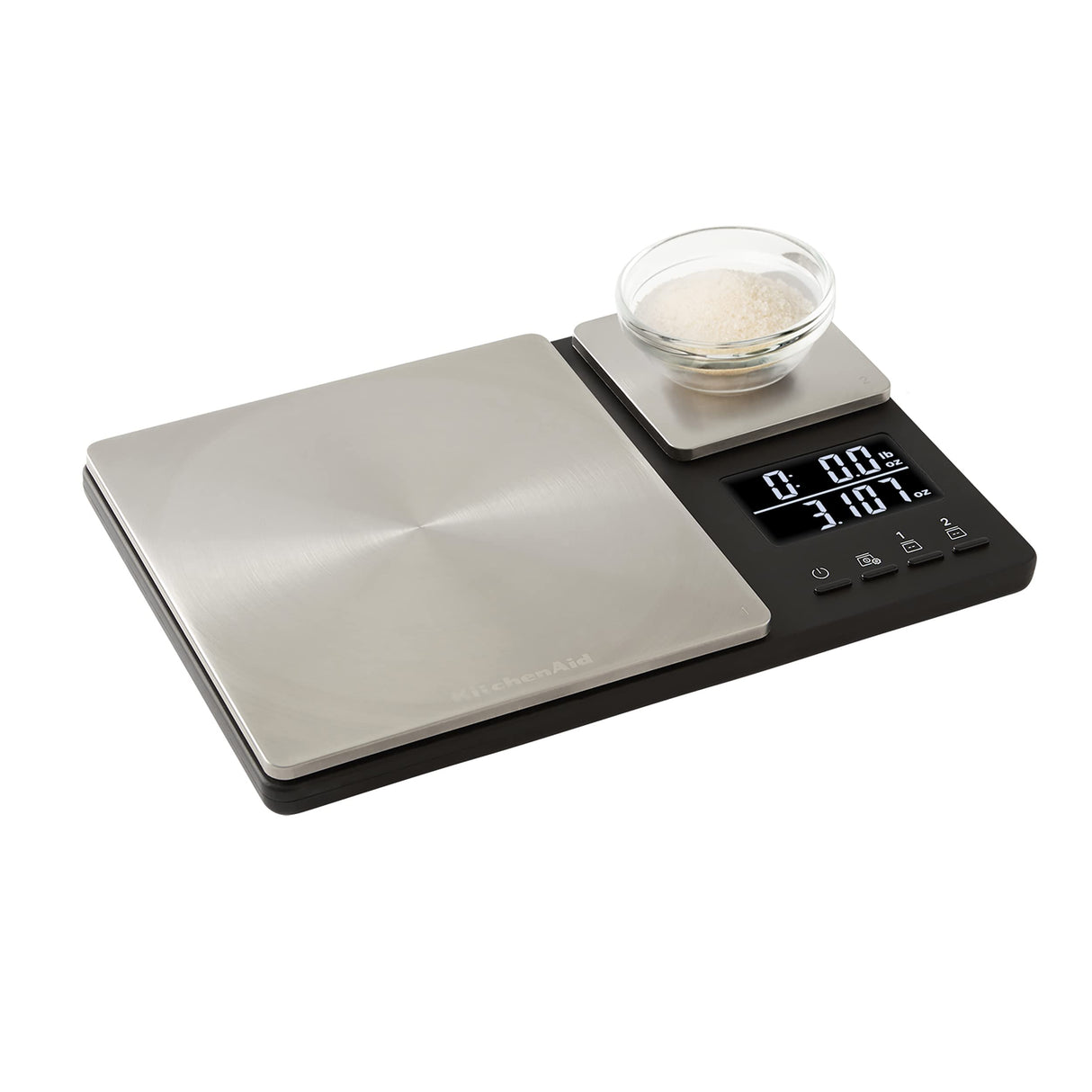 KitchenAid KQ909 Dual Platform Digital Kitchen and Food Scale, 11 pound capacity and Precision 16oz capacity, Black with Stainless Steel KitchenAid