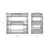 DHP Phoenix Triple Bunk Bed, Twin Size, Grey DHP