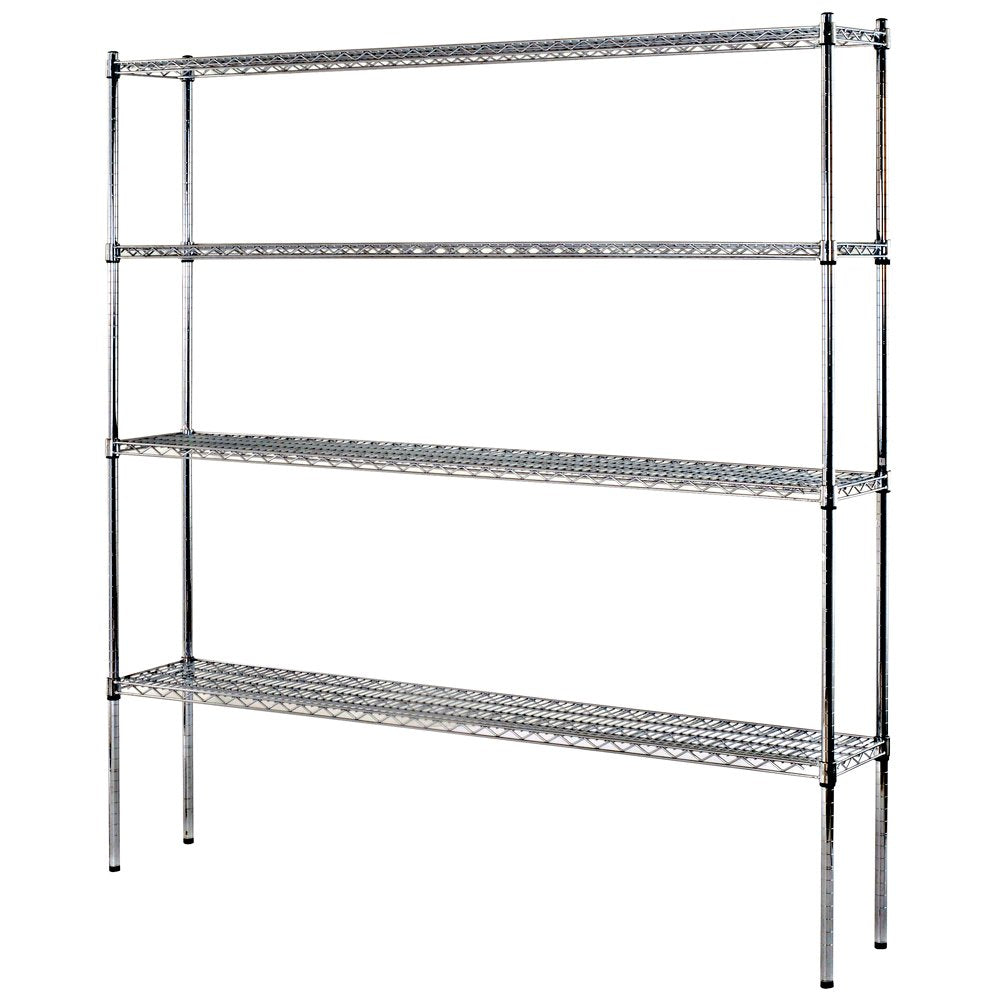 Sandusky Lee WS721274-C Industrial Welded Wire Shelving, 72" Width x 74" Height x 12" Depth, Chrome Sandusky