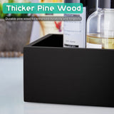 ALELION Black Bathroom Basket - Wooden Toilet Tank Paper Basket with Handle for Organizing - Back of Toilet Storage Organizer for Bathroom Tank Topper Counter - Black Bathroom Decor Box ALELION