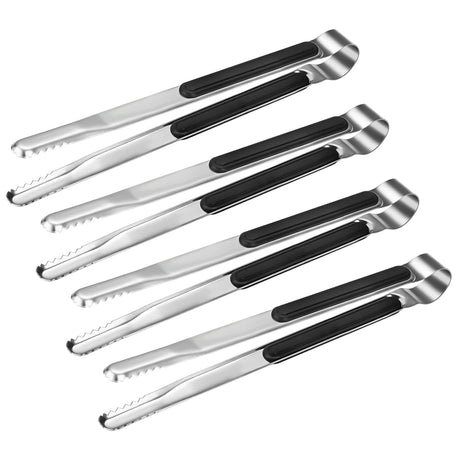 4 Pack Premium Stainless Steel Kitchen Tongs, Serving Tongs for Cooking, XEVOM Metal Food Tongs with Non-Slip Grip, Heat Resistant Grill Tongs 10 inch XEVOM