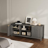 GarveeHome 59" TV Stand for TVs Up to 65 Inches, Mid Century Modern TV Entertainment Center with Storage Cabinets & Open Shelves, Wood TV Cabinet for Living Room, Gray Oak GarveeHome